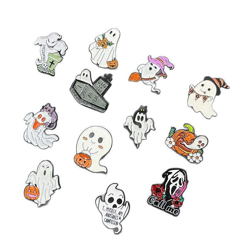 Dark Skull Alloy Brooch: Cassette Tape & Fries Halloween Punk Badge