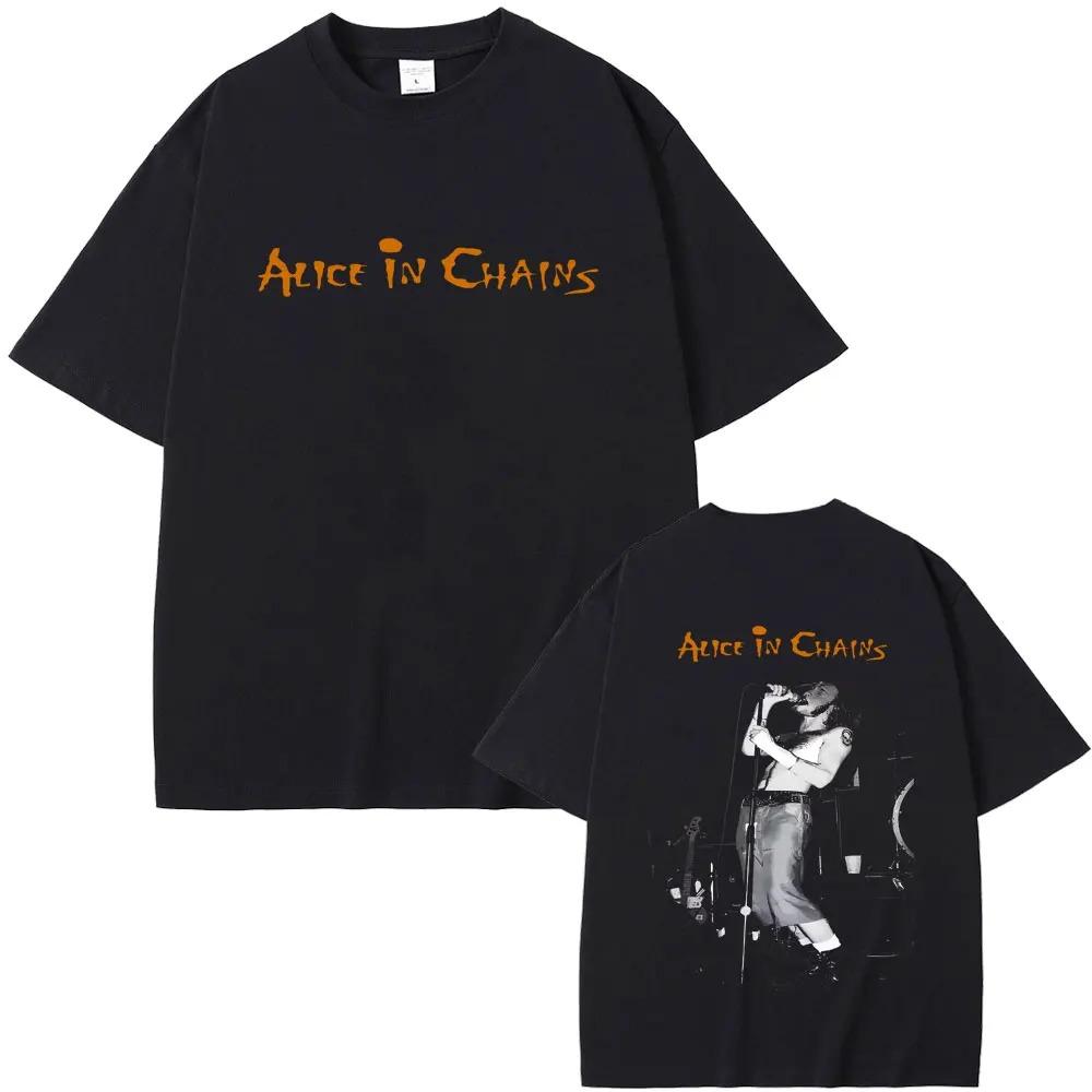 Alice In Chains Classic Rock Band TShirt 90s Seattle Grunge Gothic Punk Streetwear Unisex Oversized Cotton Graphic Tshirts