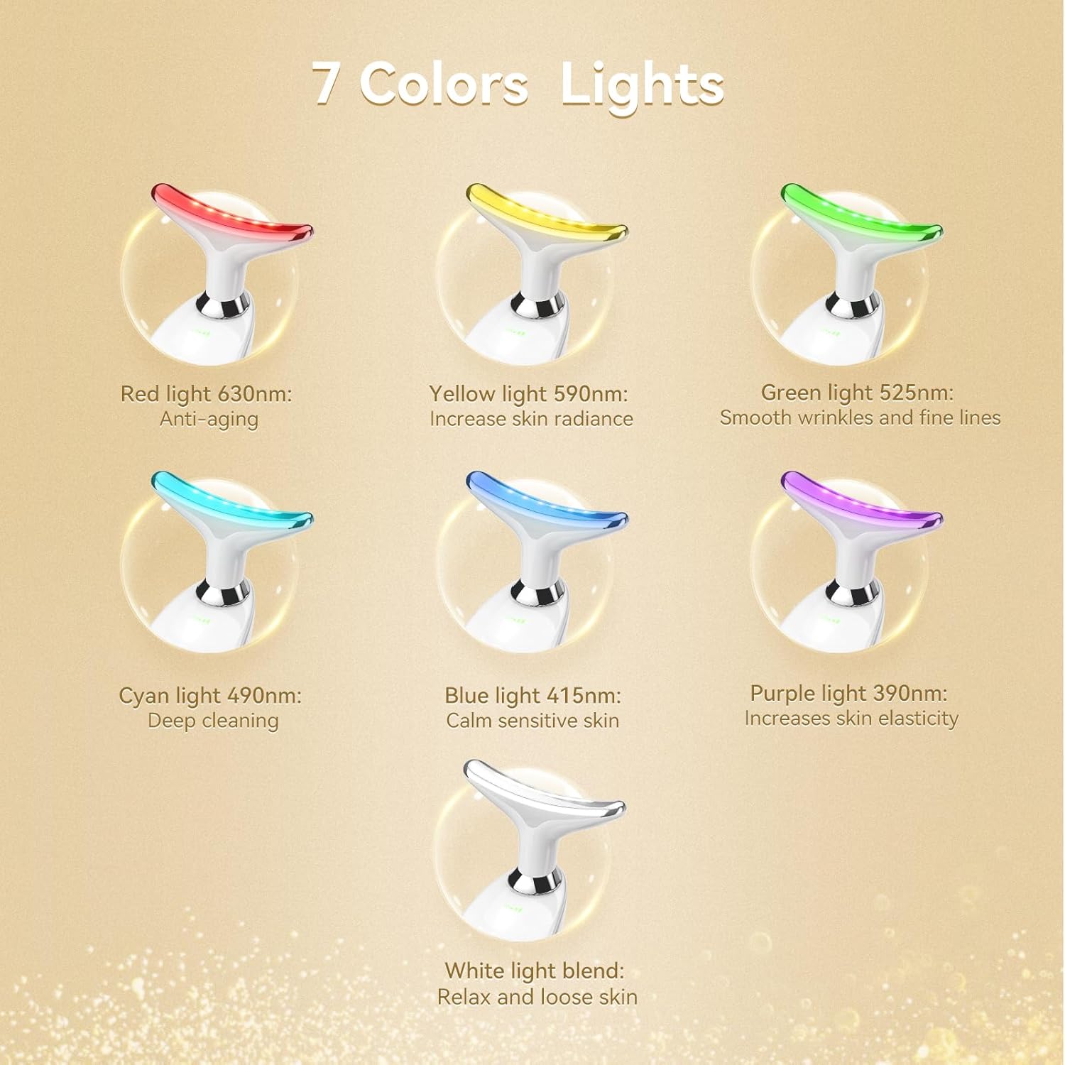 7 Color Face Massager Tool, Multifunctional Neck Facial Massager, Portable Face culpting Wand for Skin Care