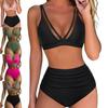 2024 High-Waisted Mesh Patchwork Backless Bikini - Sexy European & American Style