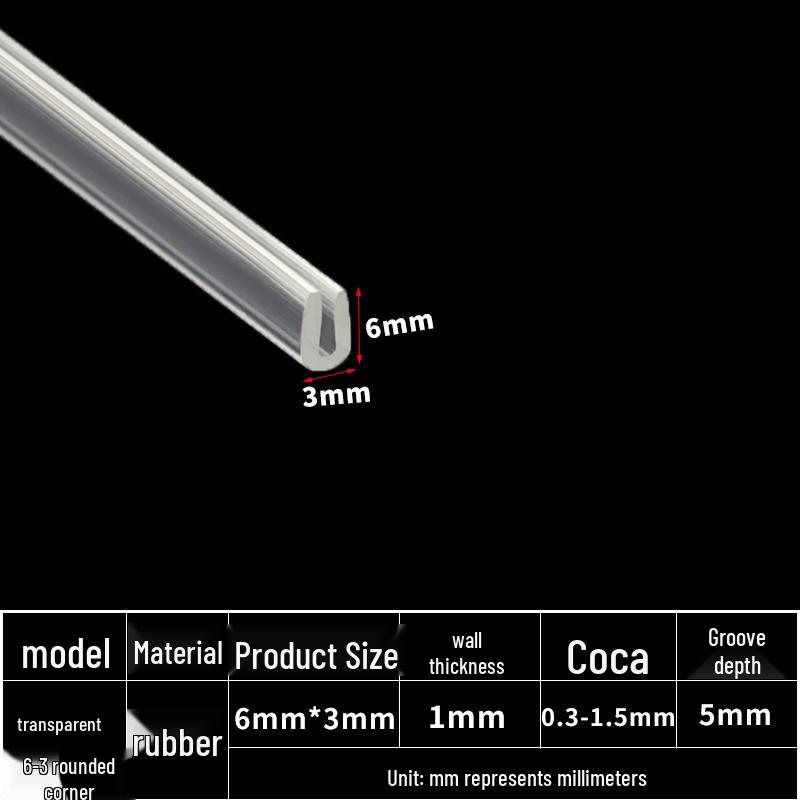 U-Shaped Transparent Rubber Edge Trim for Glass, Fish Tanks, and Metal Protection