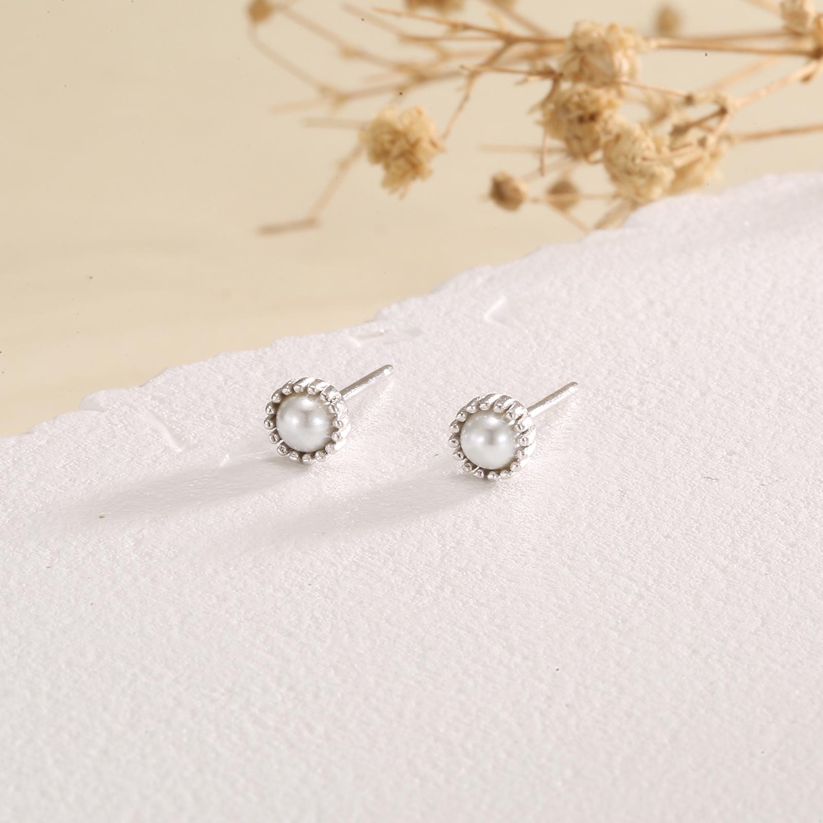Beixi S925 Sterling Silver Shell Pearl Flower Stud Earrings for Women - Small, Exquisite, Comfortable for Sleep. 925 Sterling Silver