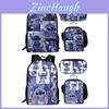 Charming Stitch Cartoon Backpack Set With Lunch Bag And Pencil Case Soft Polyester