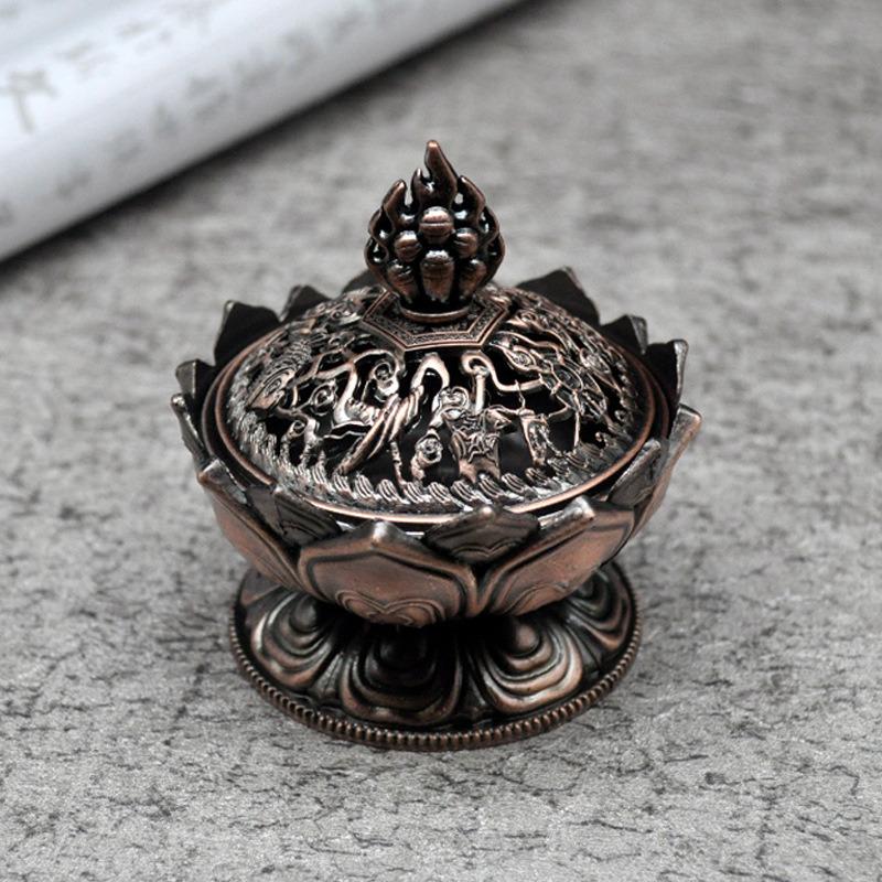 1Pc Lotus Flower Incense Burner Buddha Holder Brass Mini Sandalwood Censer Metal Home Decoration Craft