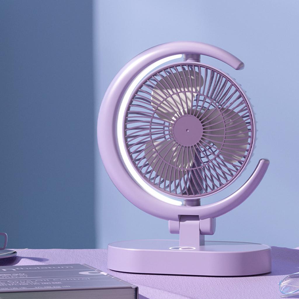 USB Desk Fan Rechargeable Quiet Small Portable Desktop Table Fan with Light for Home Travel