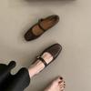 FengLiDa Inner Height Increase Mary Jane Single Shoes Women's 2025 Autumn Retro Square Head Shallow Mouth One-word Buckle Small Leather Shoes