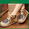 Laceup Casual Fabric Flats Cotton Loafers Linen Hemp Round Toe Ethnic Style Fashion Cute Shoes
