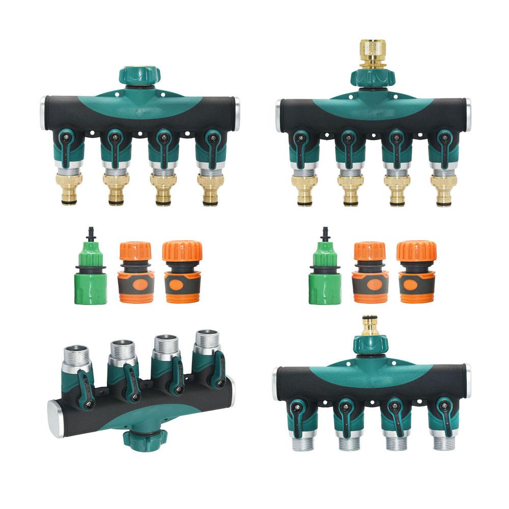 3/4“ Thread 4-Way Tap Hose Water Splitter Valve Zinc alloy Outdoor Faucet For Garden Irrigation Systems