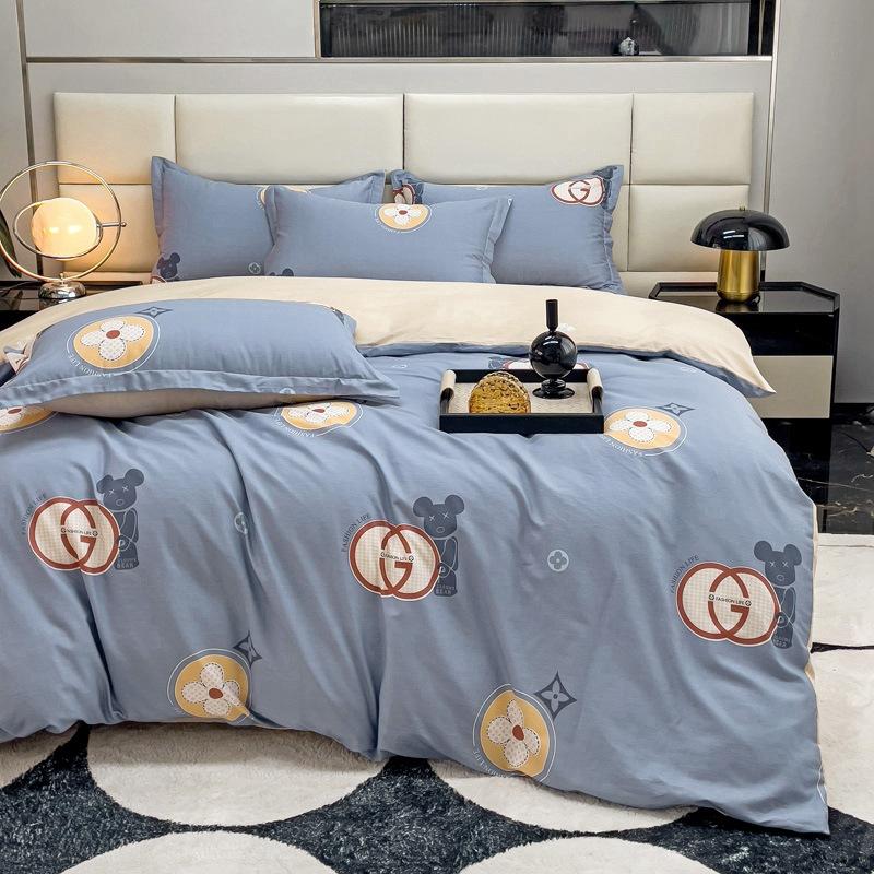 Vierteiliges Set aus Bettwäsche aus reiner Baumwolle, Bettbezug, Bettwäsche, dreiteiliges Bettlaken-Set für den Schlafsaal