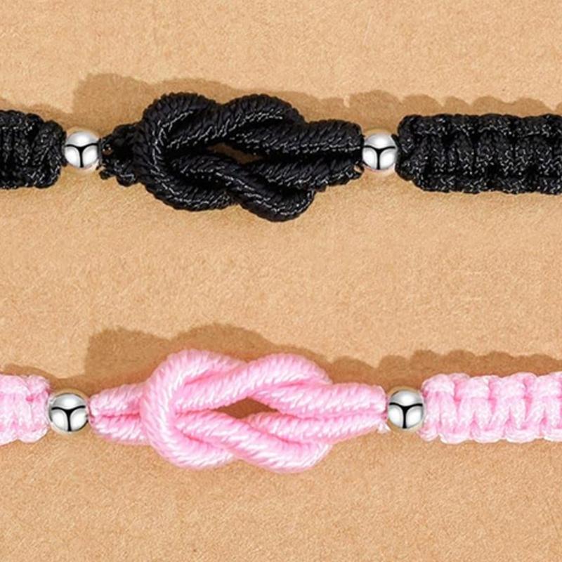 Elegant Matching Couple Bracelet With Adjustable Knot Braided Cord Handchain Jewelry Perfect For Anniversaries