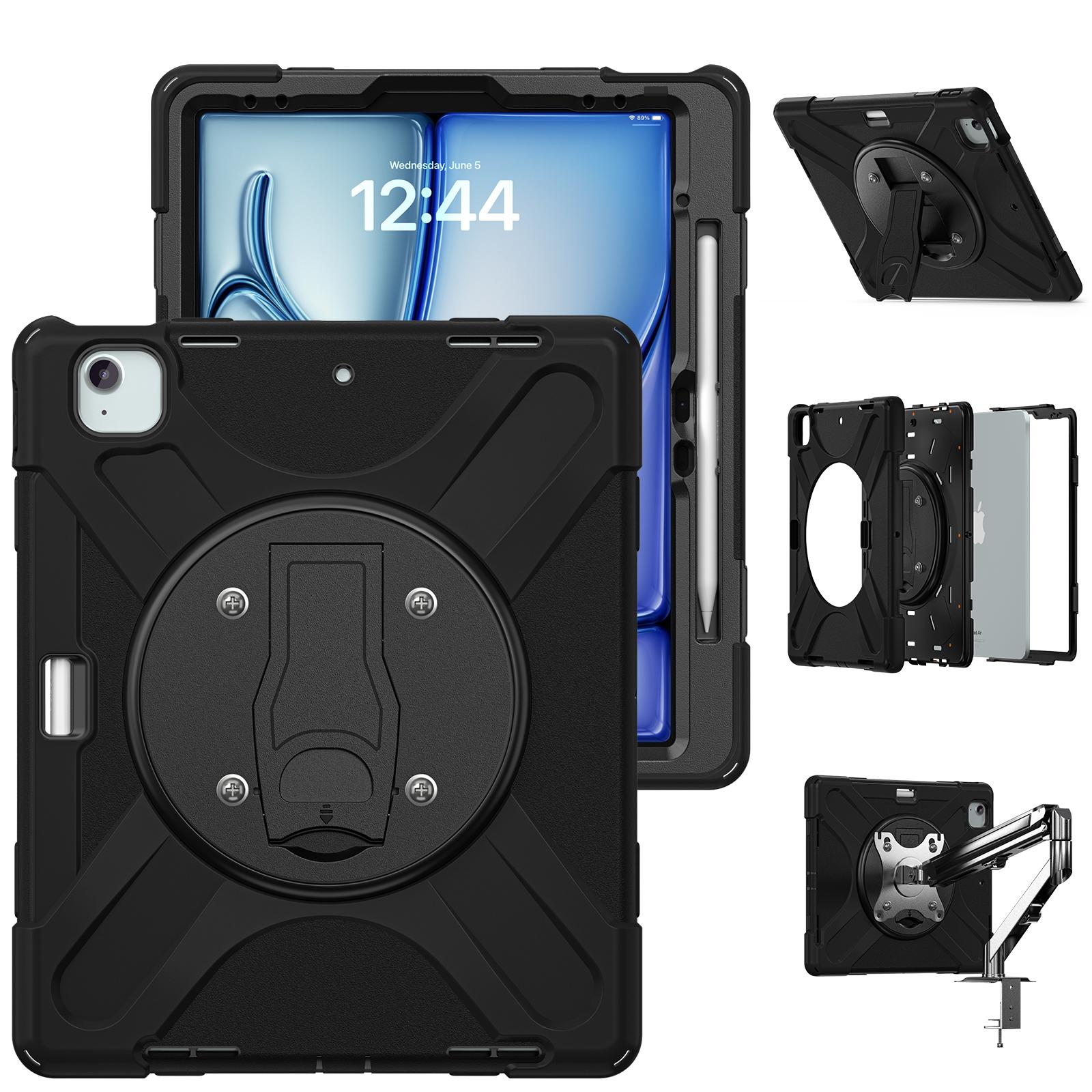 

For iPad Air 13 (2025)/(2024)/Pro 12.9 (2022)/(2021)/(2020)/(2018) Case Kickstand PC+Silicone Tablet Cover A