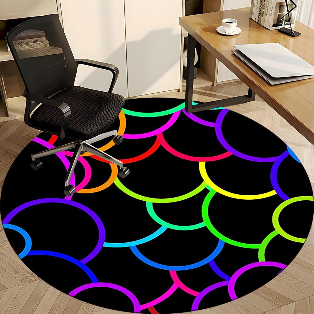 1pc Circle Pattern Carpet, Round Non Slip Durable Large Size Office Carpet, Suitable for Office