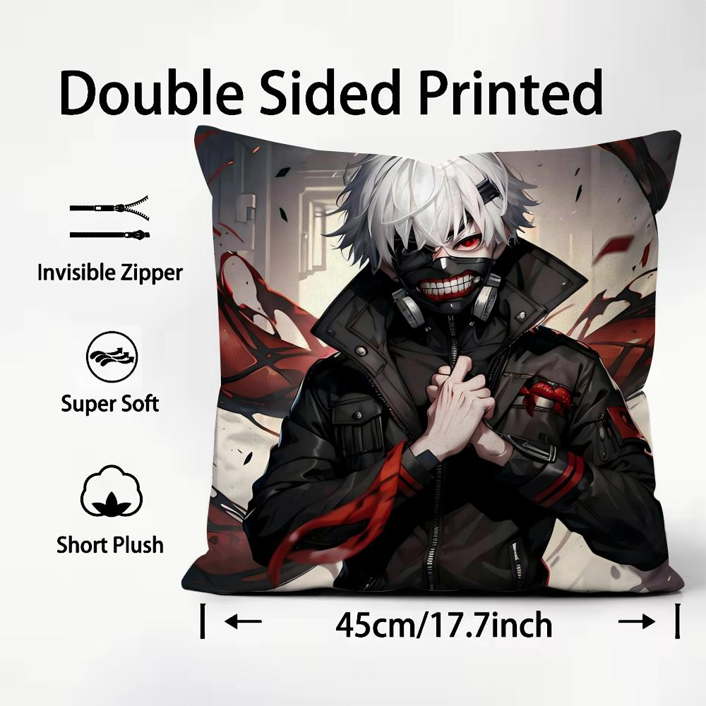 Tokyo G-Ghoul K-Kaneki Ken Cushion Cover Pattern Printed Pillowcase for Living Room Sofa Cushion Cover & Bedroom Decor