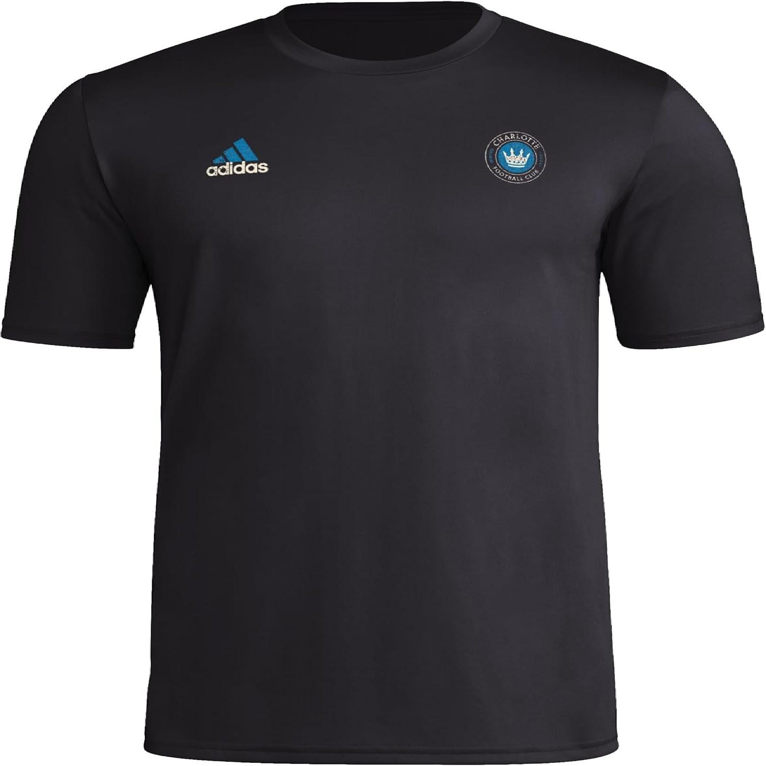 Мужская футболка adidas Charlotte FC Local Stoic с коротким рукавом, синяя, X-Large Tall(1) S разноцветный