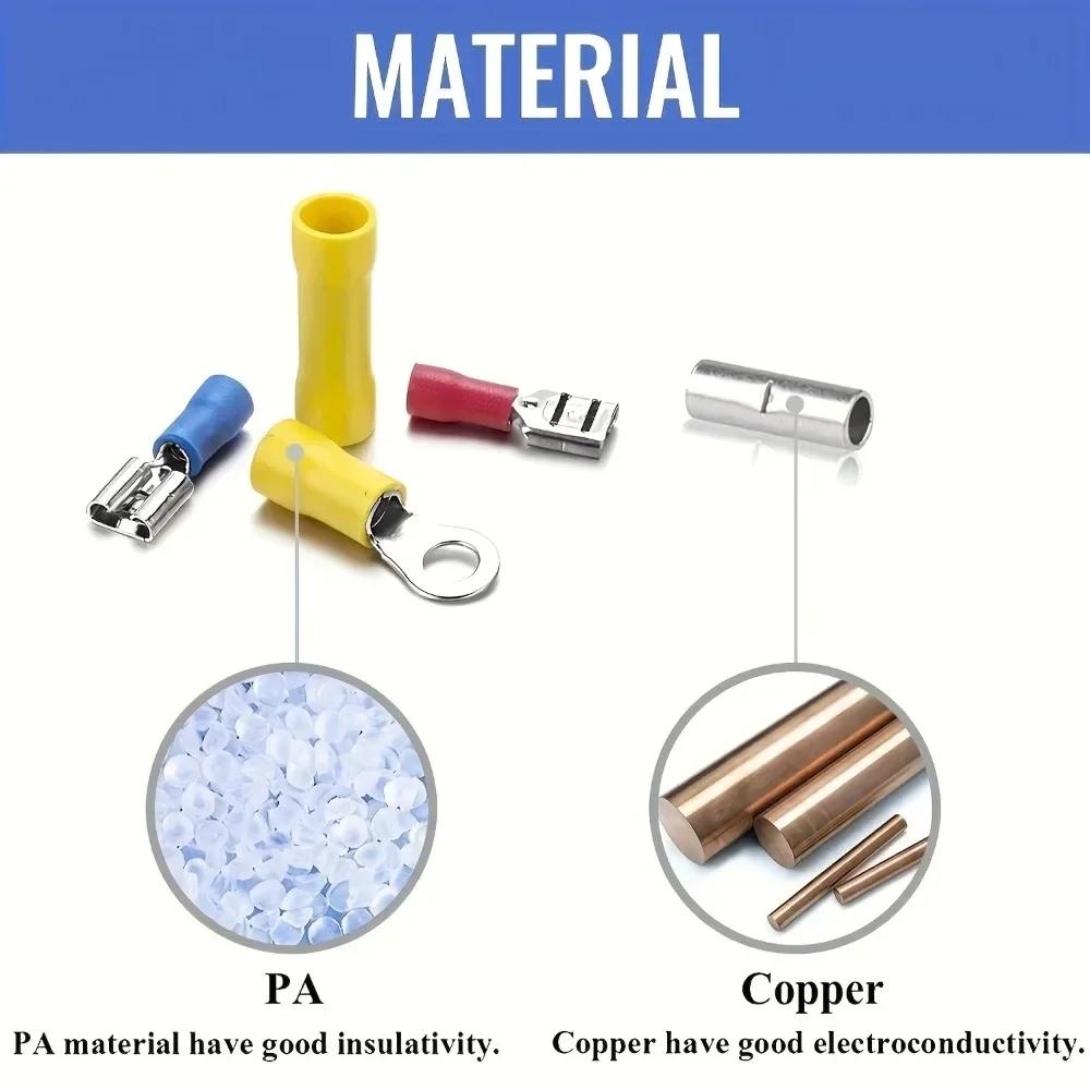 140/280Pcs Insulated Cable Connectors Spade Crimp Terminal Connector Kit with Wire Stripper Copper Contact Crimp Termination