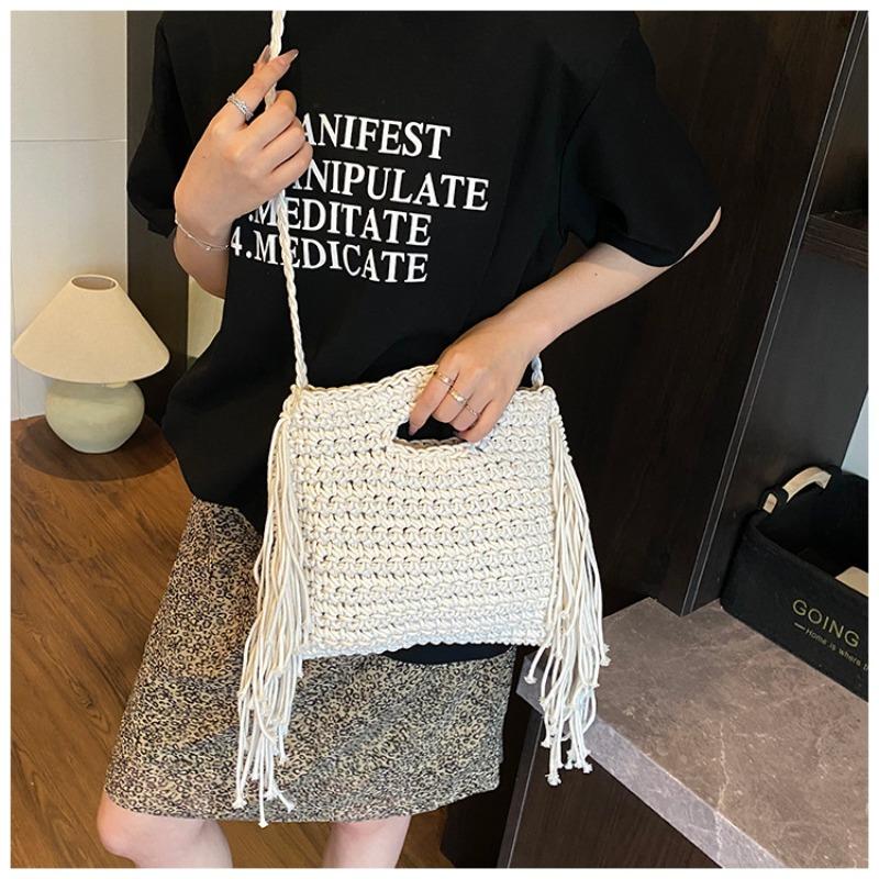 Sommer Mode Handtasche Tasche Damen neue einfache gestrickte Fransen kleine quadratische Tasche High-End Umhängetasche