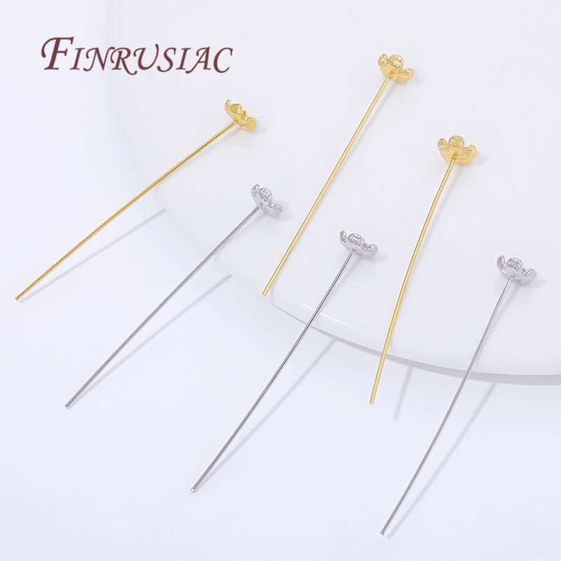 5/10Pcs 18K Gold Plated Flowers Head Pins For Jewelry Making Supplies,DIY Bracelets&Earrings Accessories