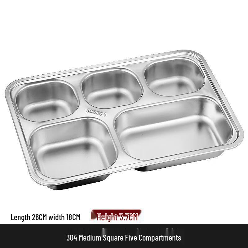 JingJingRS 304 Stainless Steel 5-Compartment Lunch Tray
