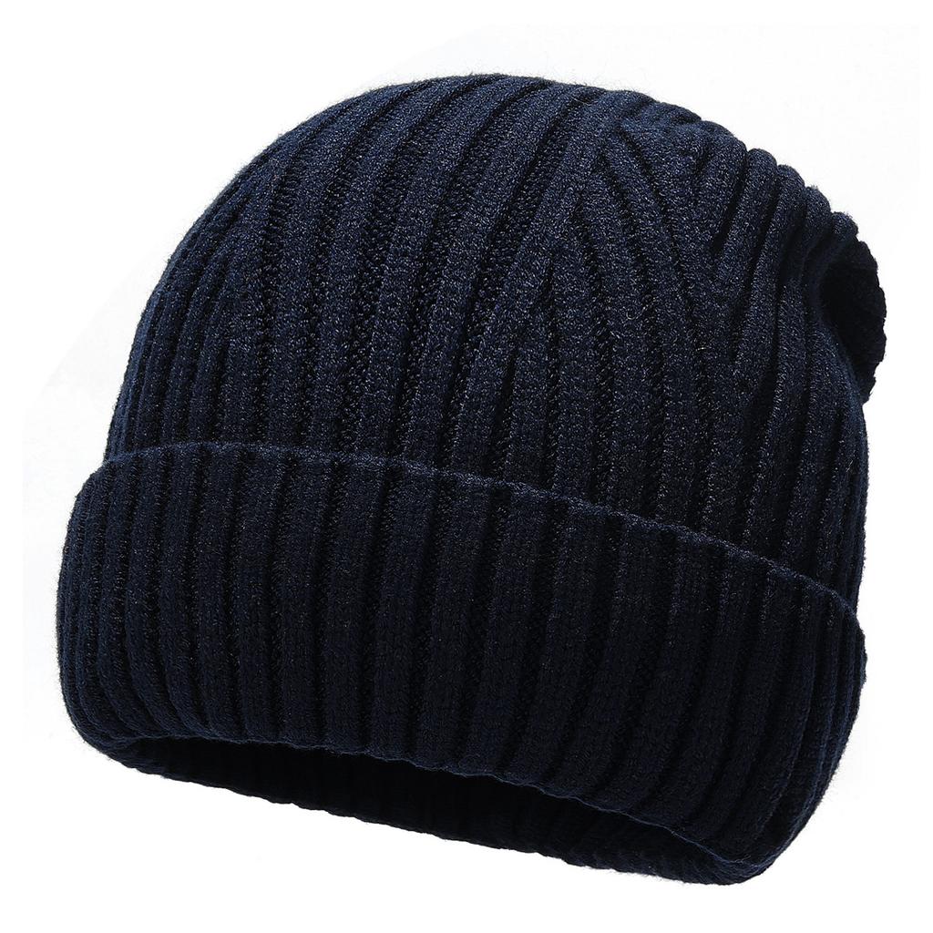 Wool Blend Beanie Hat with Button Strap Knitted Cap Ear Protection Outdoor Winter Warmth (OS)