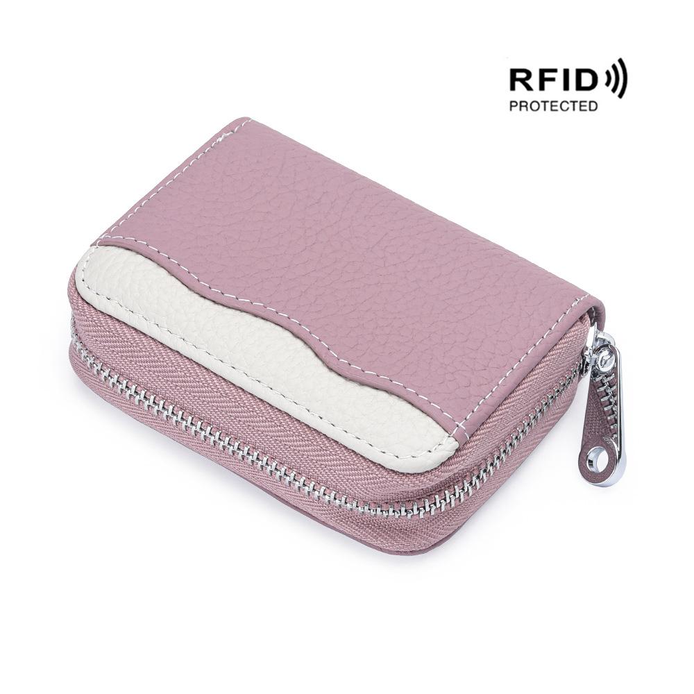 

Leather Organ 18 Card Holder RFID Anti-degaussing Large-capacity Zipper Men Women s Coin 8x10x3cm
