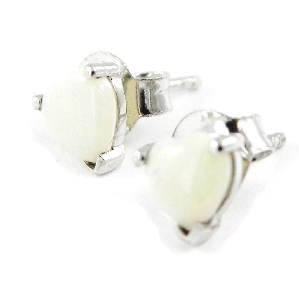 Les Trésors De Lily [G8699] - Boucles Argent 'Déesse Opale' Blanc argenté (rhodié) - 5x5 mm