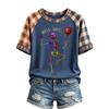 Women's Halloween Raglan Sleeve T-Shirt Neck Short Sleeve Printed Top