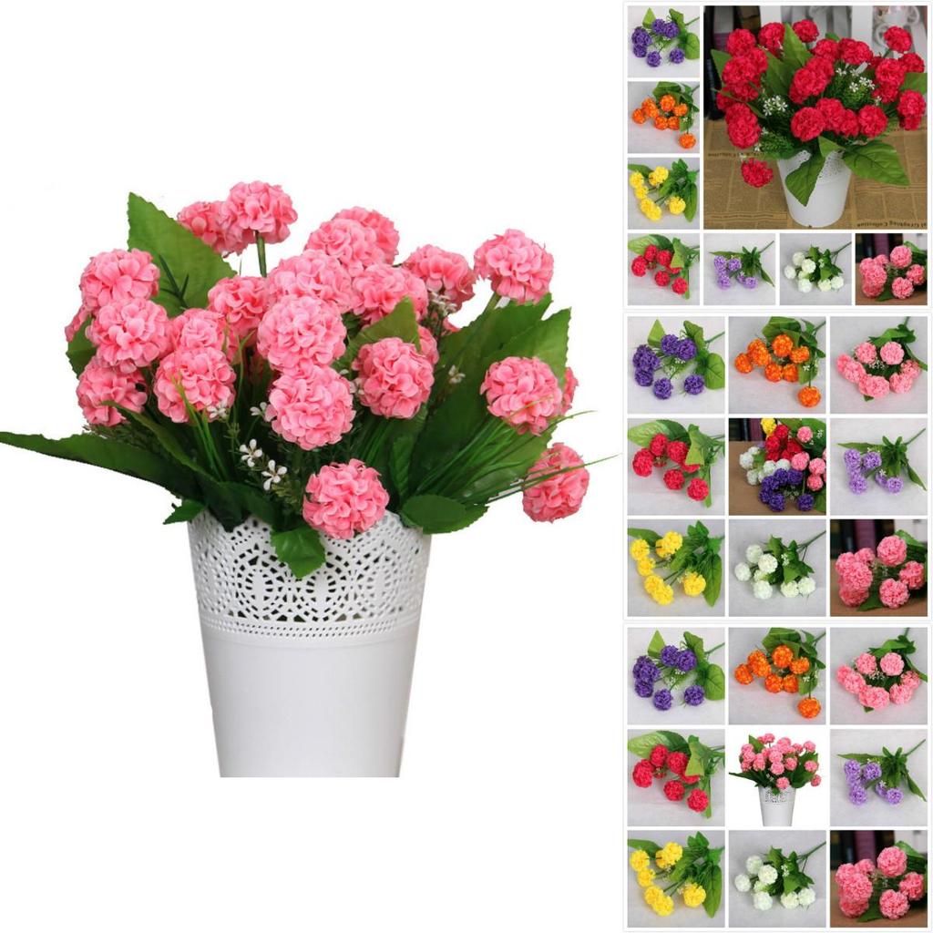 Silk Flowers 8 Heads Artificial Hydrangea Bouquet For Bridal Arrangements**