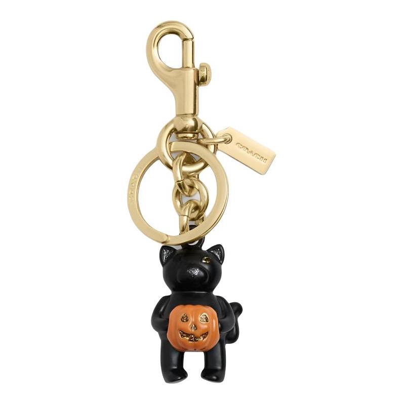 

COACH Halloween Cat Bag Metal Charm Bag Peripheral Uniform Couple Style Black and Gold black with gold чорний