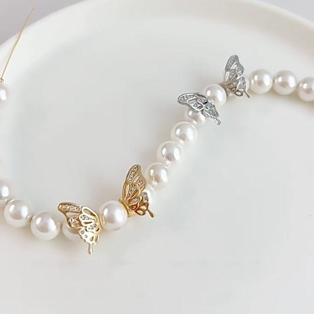 Creative Copper Zircon Butterfly Beads DIY Shiny Spacer Beads Bracelets Accessories Jewelry Supplies Accessories Creation