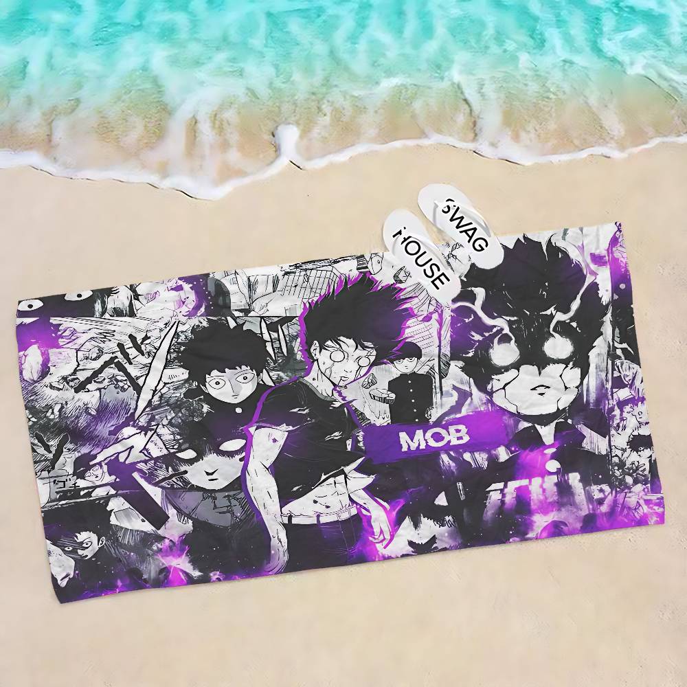 Japan Anime Mob Psycho 100 Big Microfiber Beach Towels Quick Dry Towel Sand Beach Towels Pool Towel for Travel Swim Pool Yoga