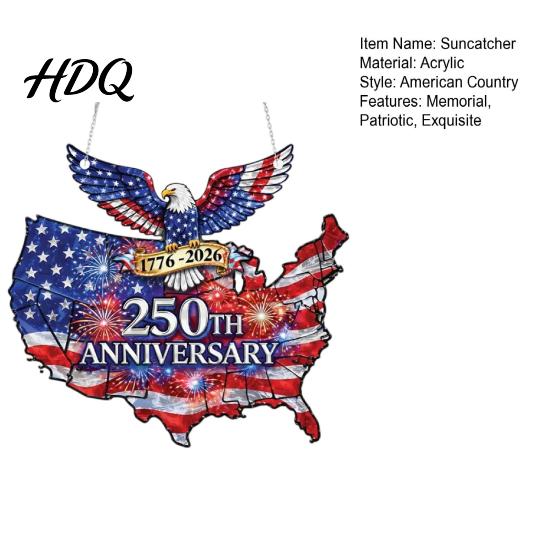 American History Gift USA 250th Anniversary Suncatcher 1776-2026 Acrylic Window Hanging Ornament Eagle Patriotic Decoration Sun Catcher Memorial