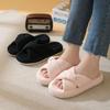 Women's Home Slippers New Corduroy Cross Cotton Slippers Household Autumn Home Warm Indoor Thick Bottom House Slippers for Women