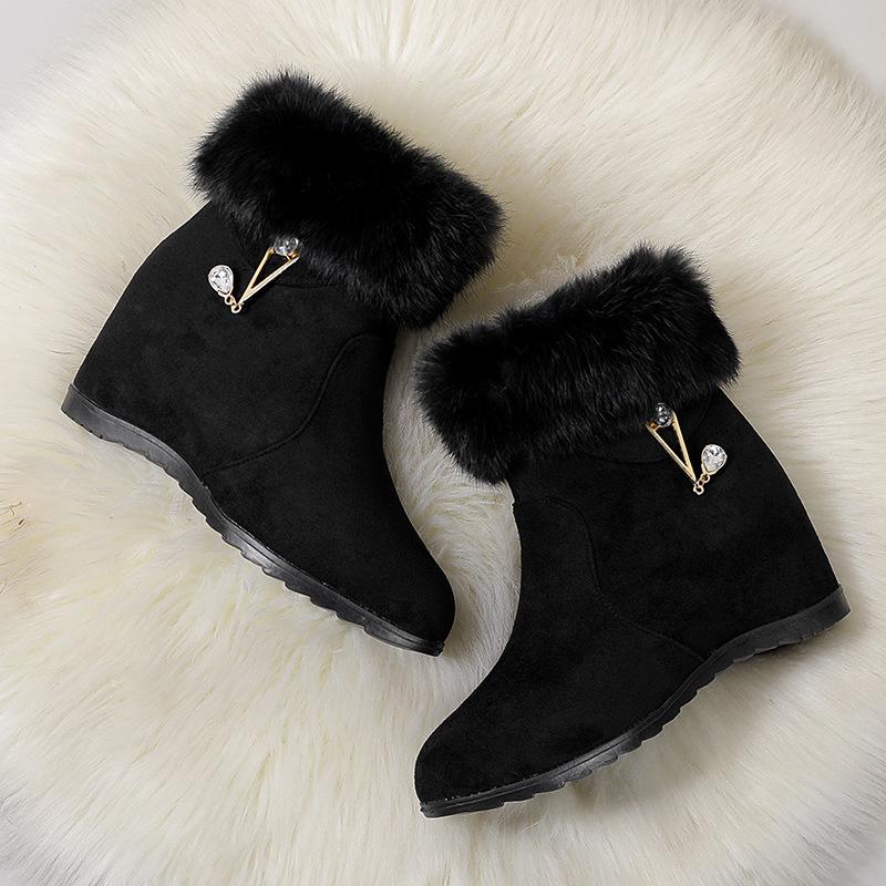 Winter new rhinestone velvet warm large size snow boots women's fluffy mouth old mother cotton boots