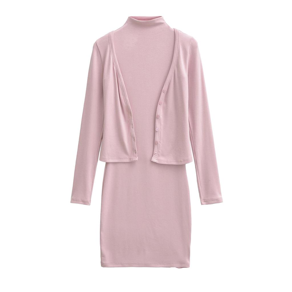 Spring 2026 Women's Spicy High-Waisted Sleeveless Bodycon Dress & V-Neck Cardigan Two-Piece Set