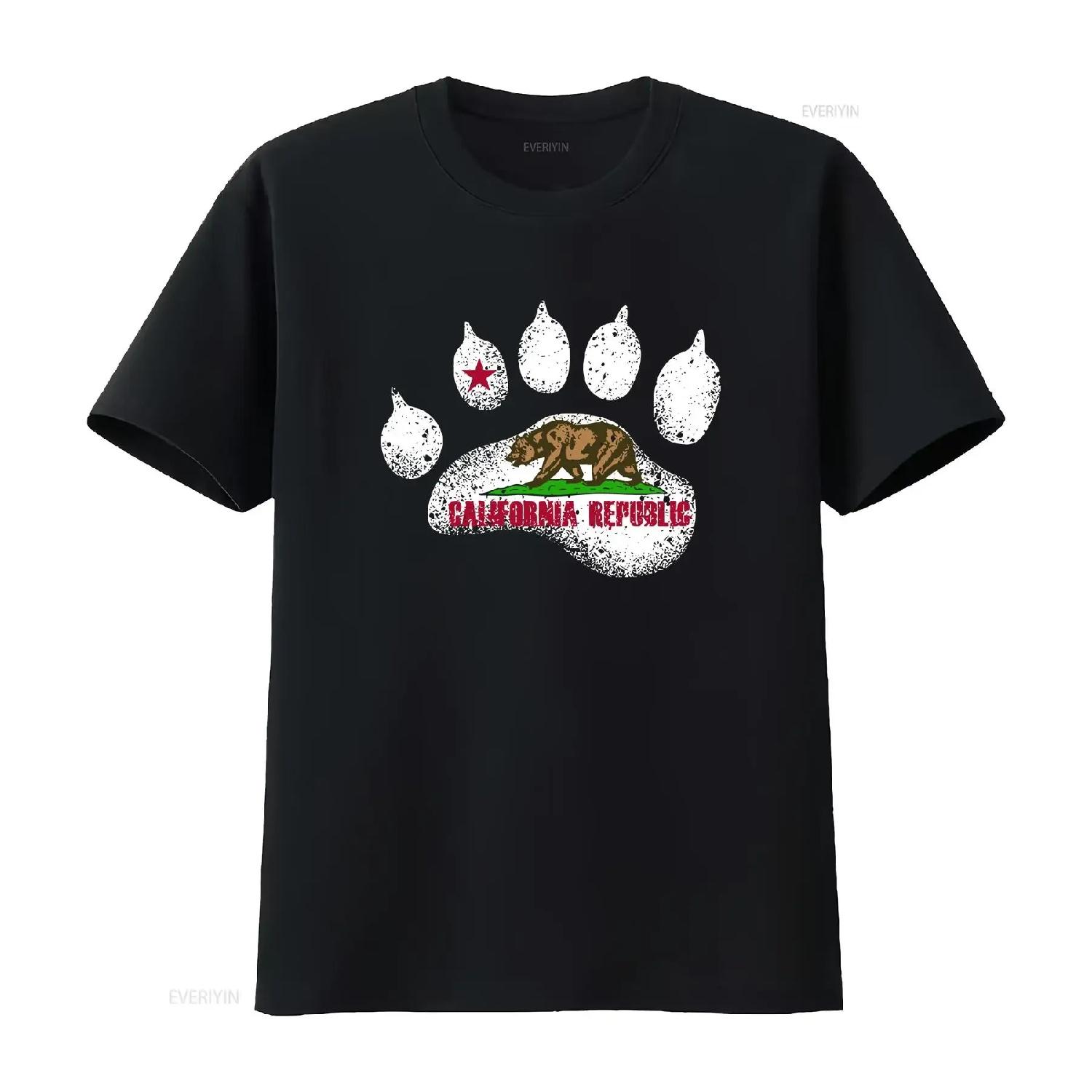 Флаг штата Калифорнийская Республика Медведь Калифорнии След Мужская футболка Сувенир из Калифорнии винтаж Стирка Унисекс графический homme Растянутый S