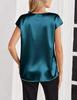 Women's Solid Color Satin V-Neck T-Shirt - Spring/Summer Casual Business Top