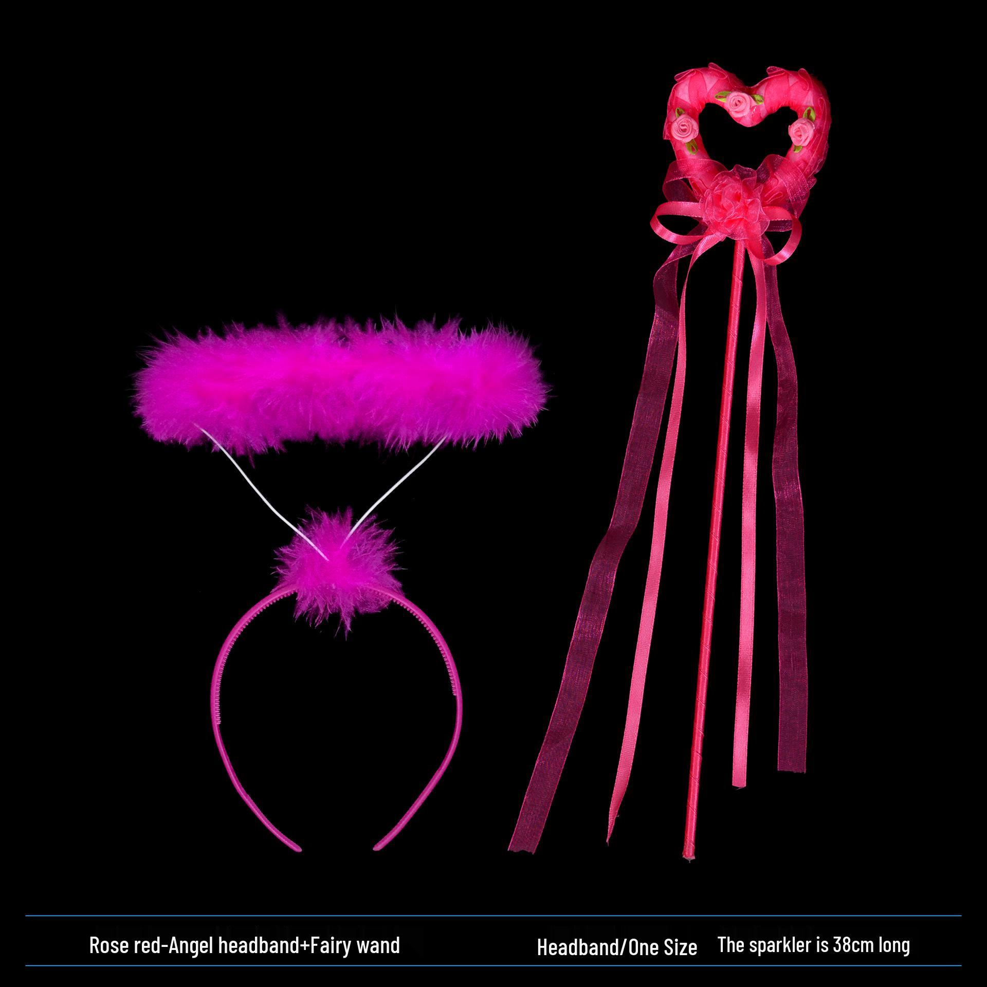

Children s Fairy Wand & Angel Halo Headband Set - Peach Heart Design One Size