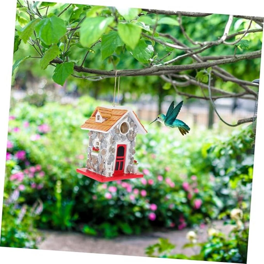 Stabiles Harz-Vogelhaus für Außendekoration Wetter Gartenvogelnest mit stilvollem Design Vogelnestdekoration für Hinterhof und Garten