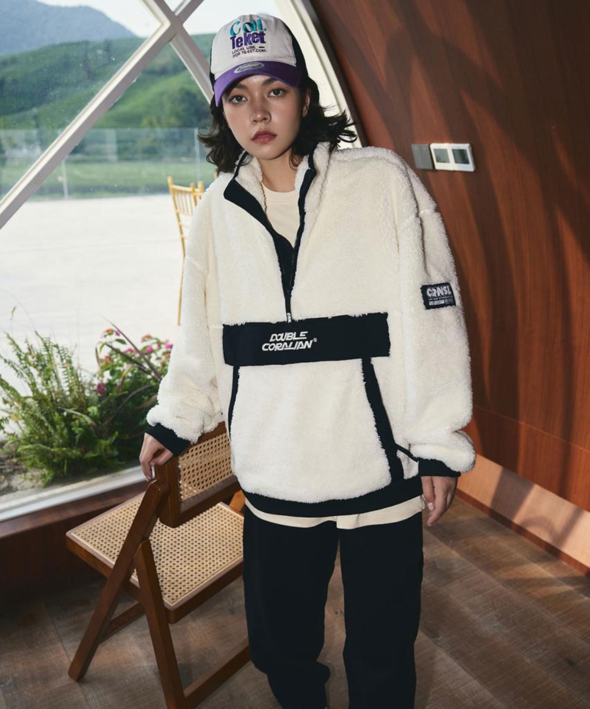 Coralian Soft Boa Fleece Anorak Ivory