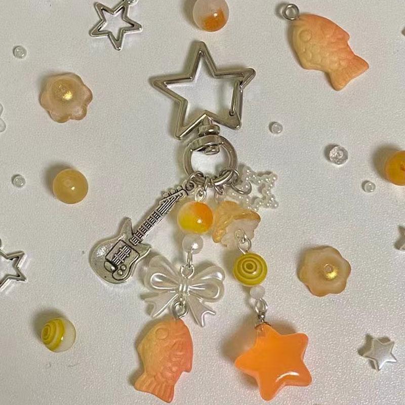 Aesthetic Y2k Beaded Green Japanese Melon Ramune Soda Star Keychain and Korean Soda Keychain