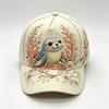 Fashion light green fresh lotus frog print baseball cap, national style three-dimensional hard top cap children's versatile sun hat