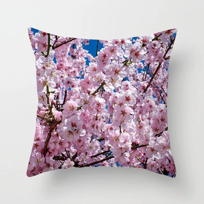 Cherry Blossom Rose Flower Throw Pillow Cover Sofa Decoration Bedside   Car Seat Cushion  Room Home