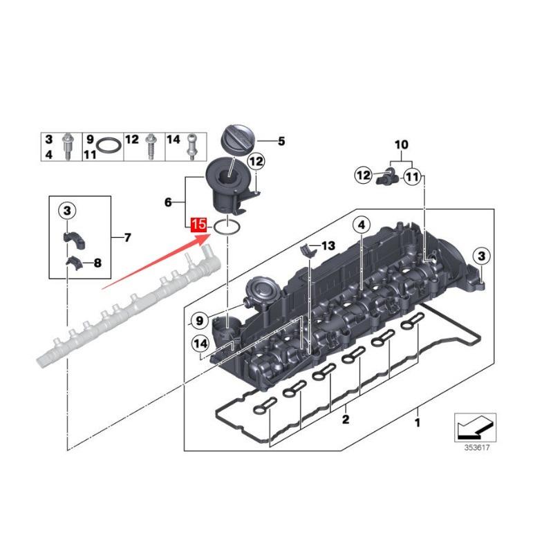 Engine Fuel filler pipe joint seal O-ring 11127823949 fit for BMW N47/N57 Engine Auto Part