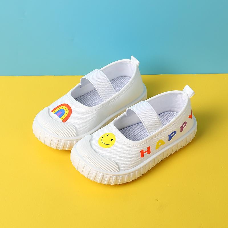 Children's canvas shoes spring and summer new non-slip soft-soled kindergarten little white shoes for men and women the same light and shallow 