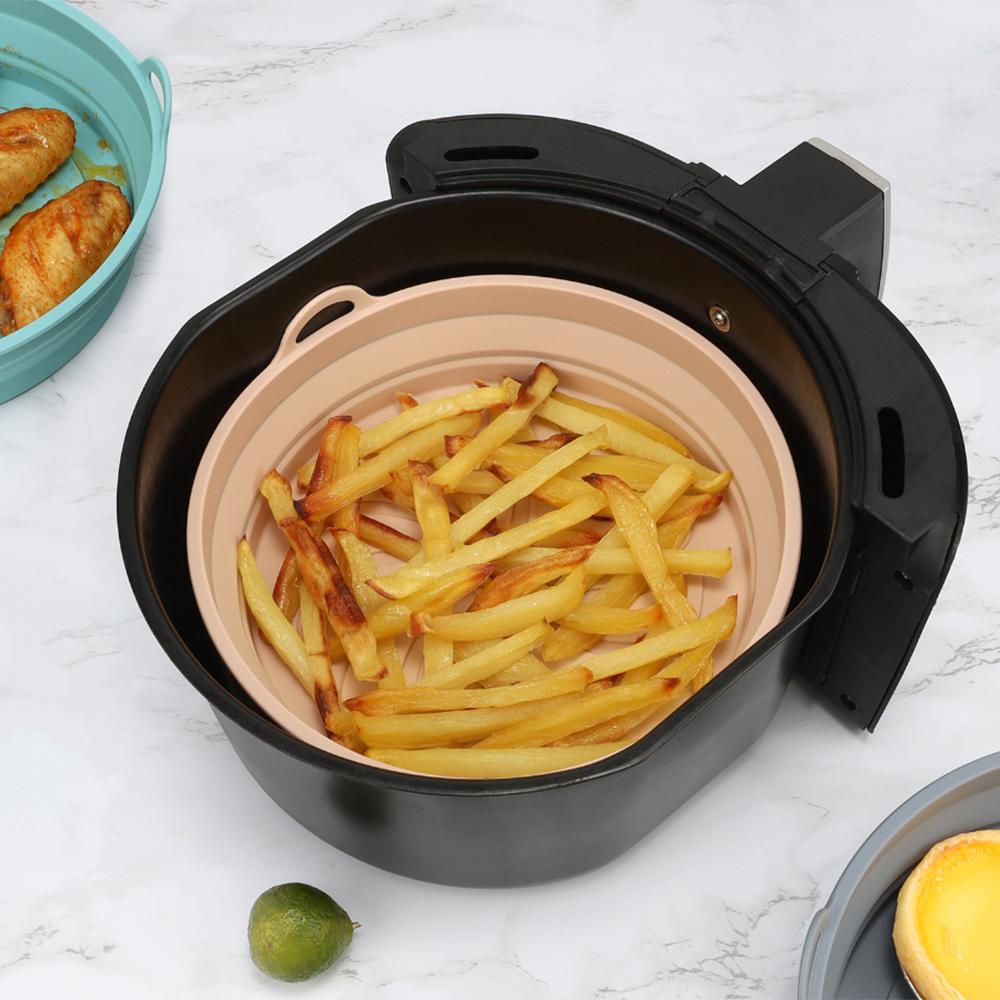 1pc Silicone Air Fryers Oven Baking Tray Pizza Fried Chicken Airfryer Silicone Basket Reusable Airfryer Pan Liner Accessories