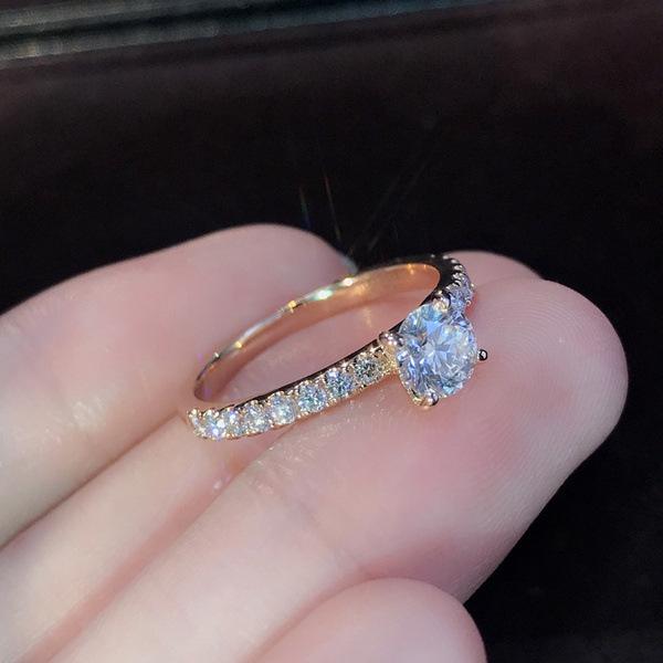 6-Prong Moissanite Engagement Ring for Women, Rose Gold Plated CZ Wedding Band, Bridal Jewelry Gift 5 розового золота