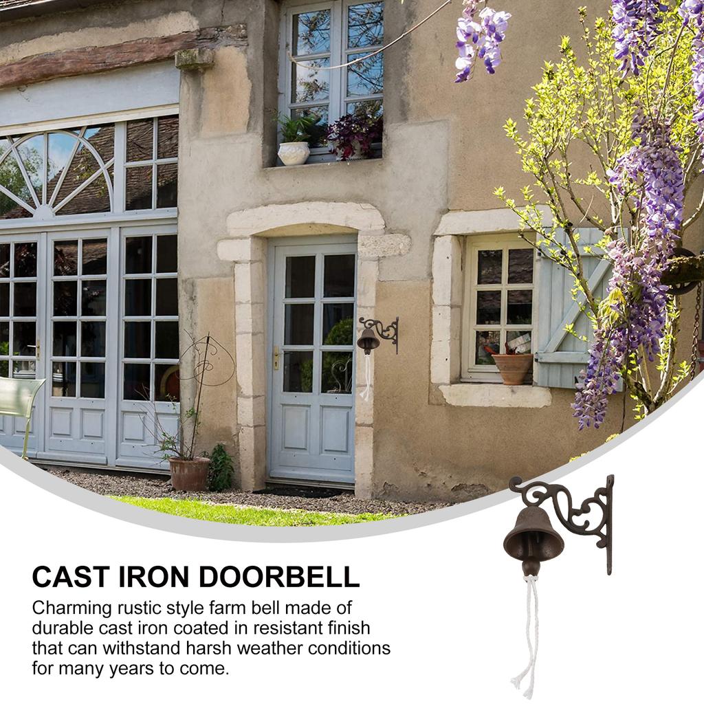 1pc Wrought Iron Doorbell Cast Iron Rustic Style Bell Manually Shaking Chime Portable Garden Decor Bell Christmas nament Home