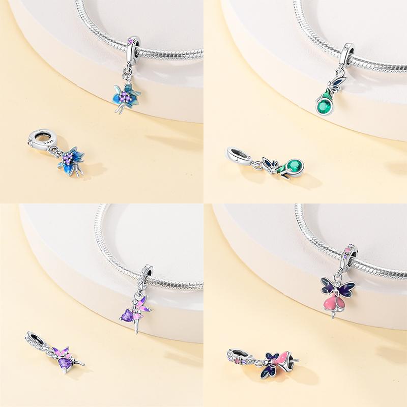 Original Copper Charms Butterfly Flower Girl Beads Fit Bracelet Accessories Women Jewelry Making Fine Jewelry Gift