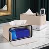 Nordic PU Leather Tissue Box Creative Color-blocked Oval Light Luxury Paper Drawer Multifunctional Table Remote Control Storage