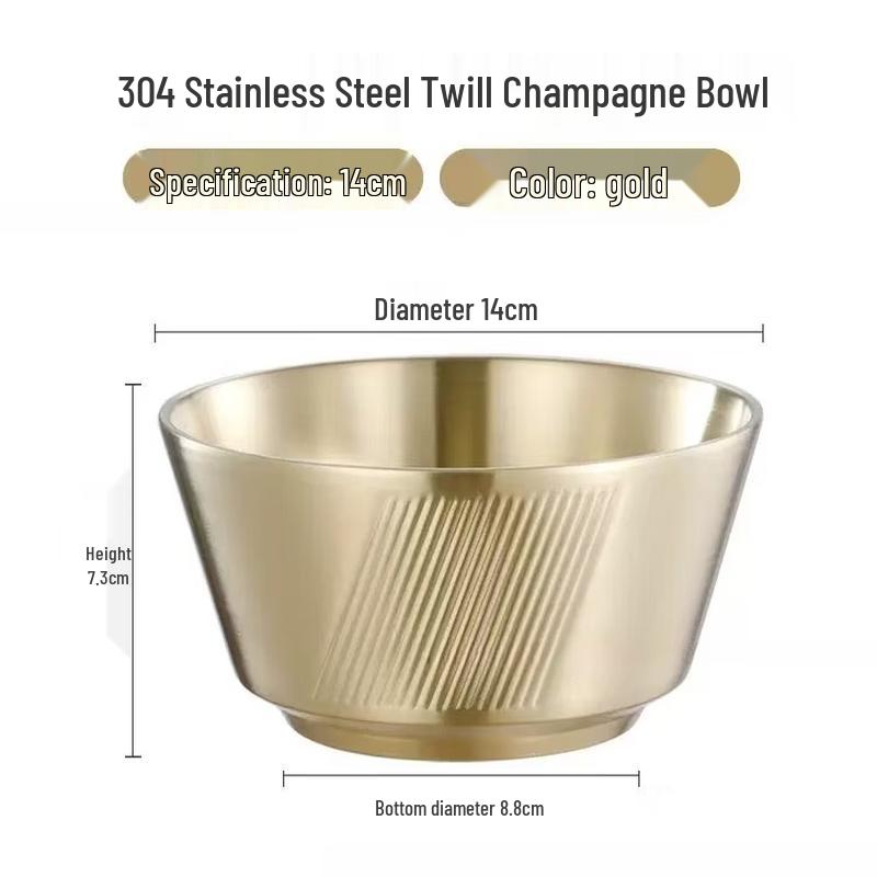 ZISIZ Double-Wall Stainless Steel Diagonal Texture Bowl